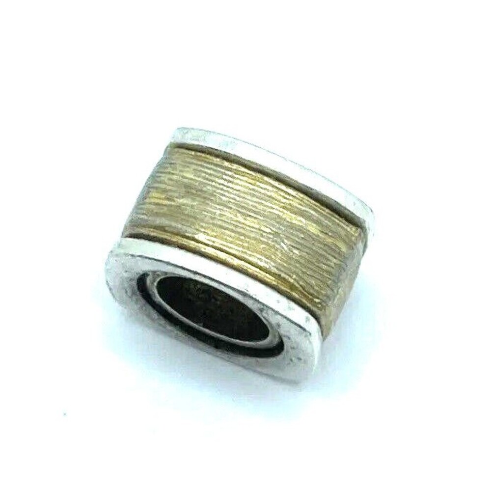 Brighton Gold Comb Silver Stripes on Either End Rectangle Square Spacer Bead